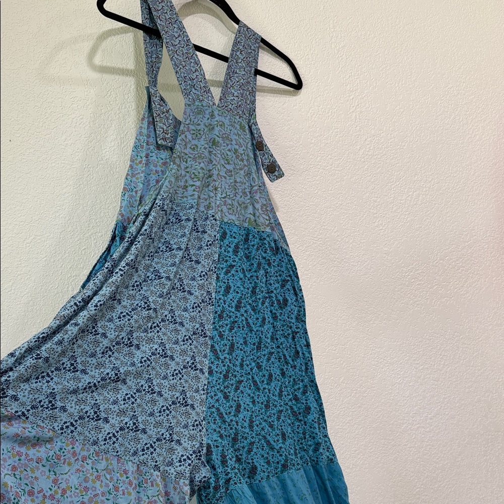 Blue Sky Patchwork Bohemian Overall Jumpsuit - image 5